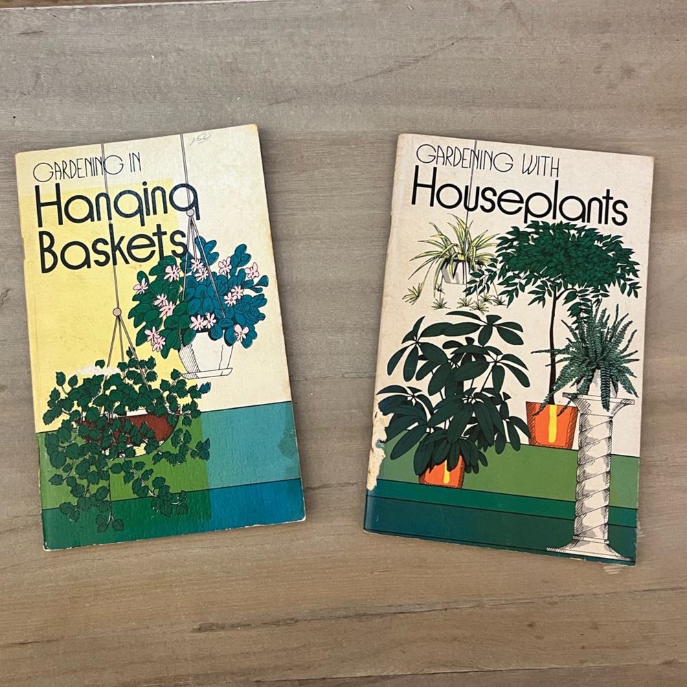 Vintage Mid-Century Gardening Book Set for Hanging Baskets/Indoor Plants